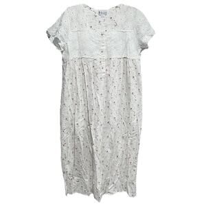Victorian The 1 For U Crochet Elizabeth Lace Nightgown Dress XL White Floral